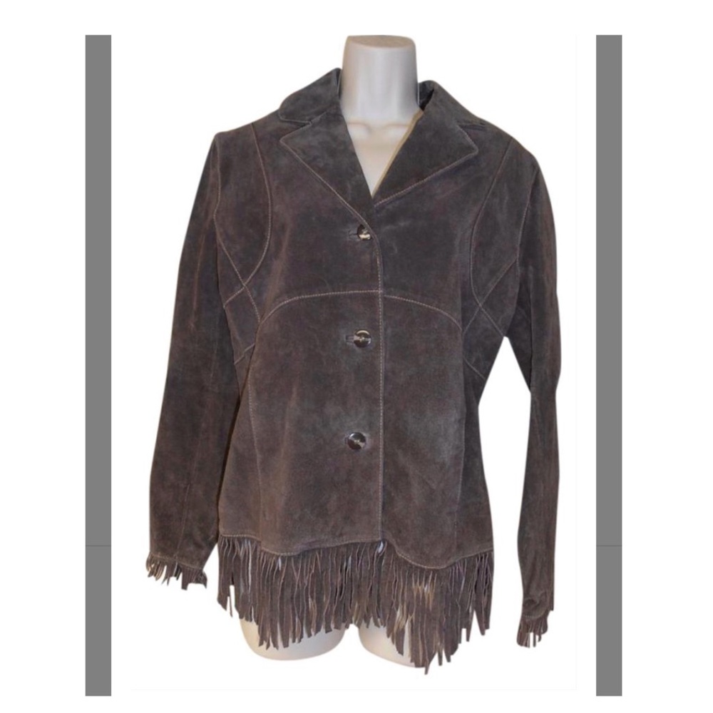 🔥Leather/suede fringe jacket🔥
